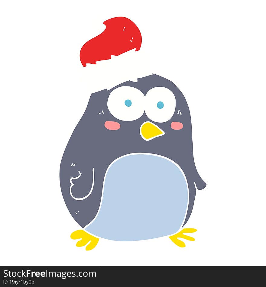 flat color illustration of a cartoon penguin