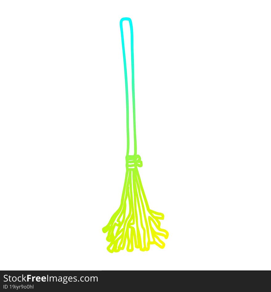 cold gradient line drawing of a cartoon magic broom sticks