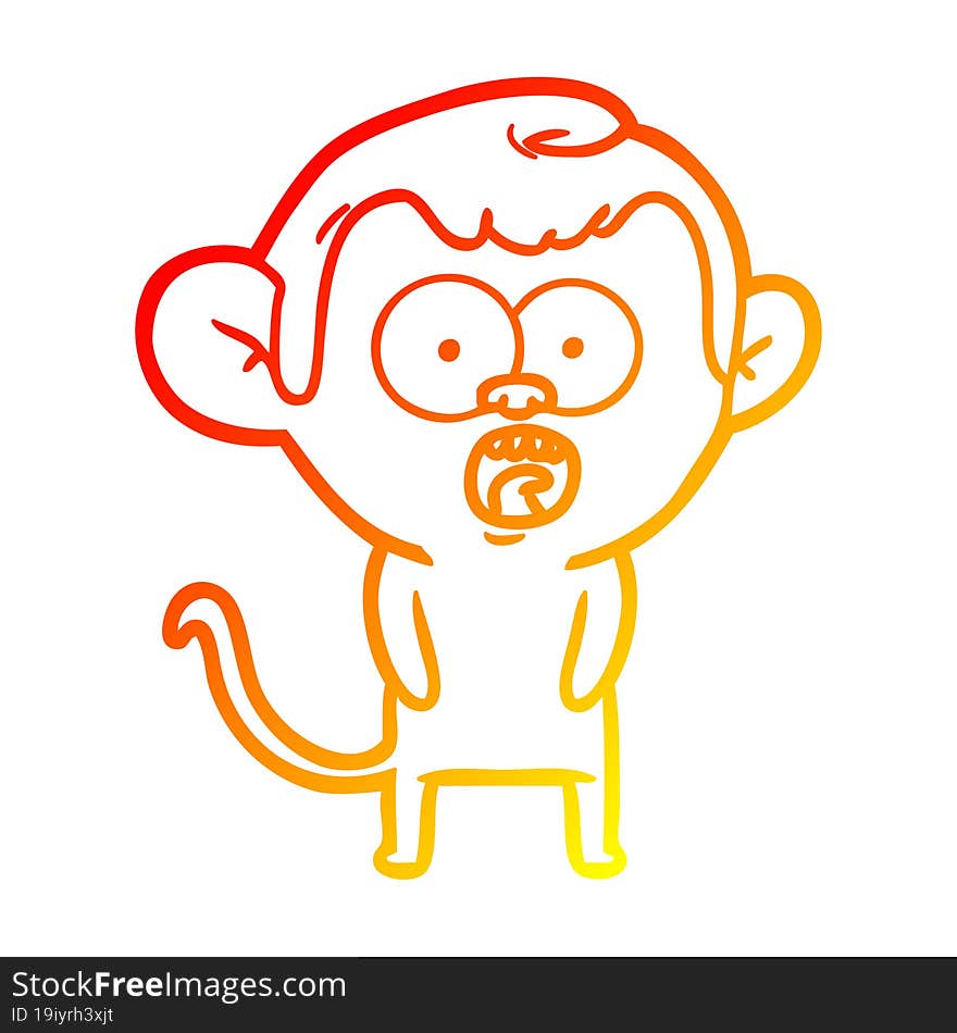 Warm Gradient Line Drawing Cartoon Shocked Monkey