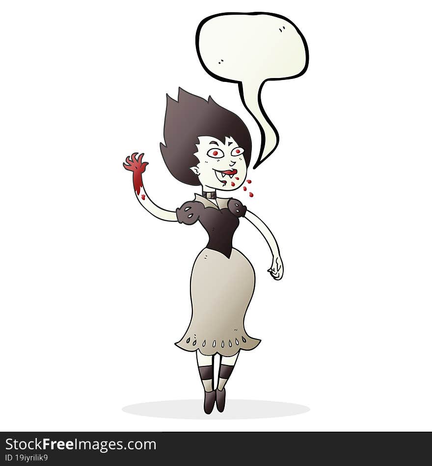 freehand drawn speech bubble cartoon blood sucking vampire girl