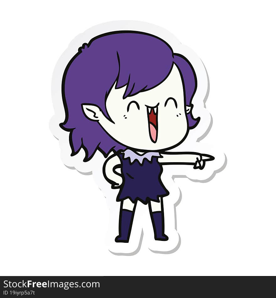 sticker of a cute cartoon happy vampire girl