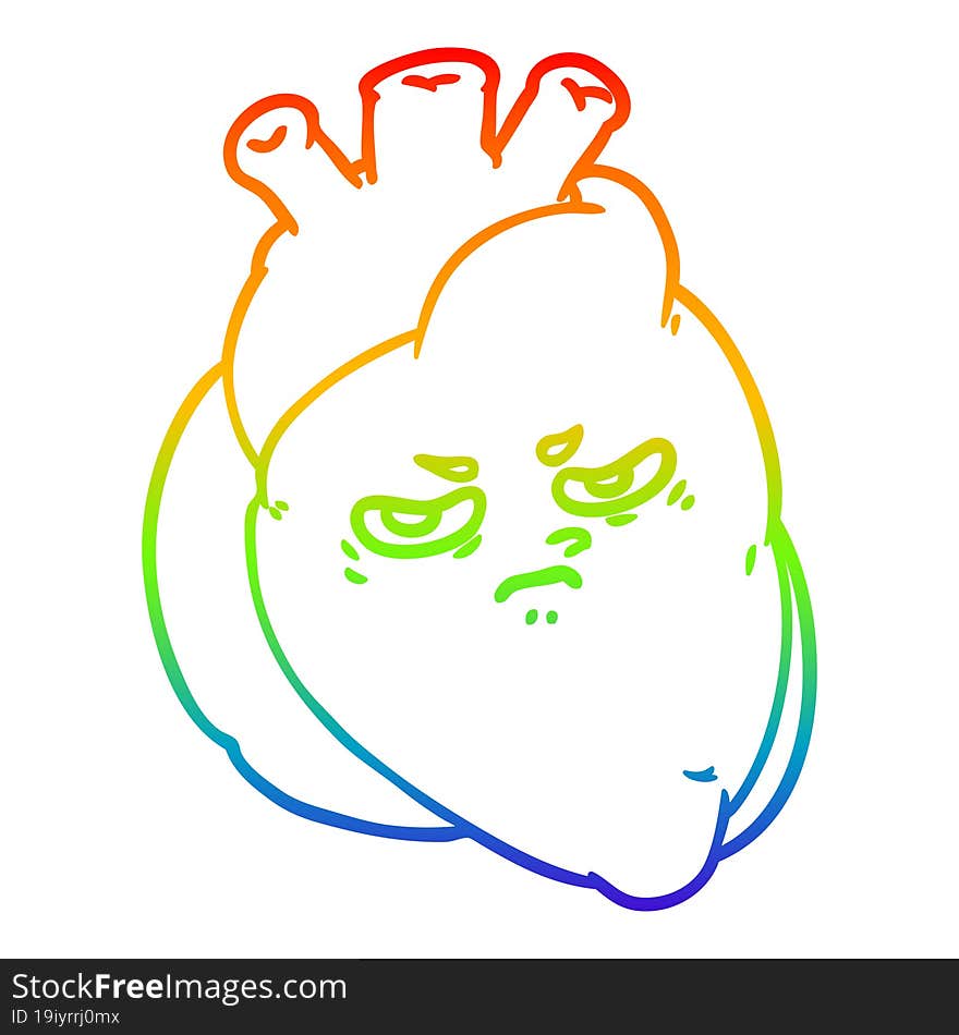 rainbow gradient line drawing cartoon heart