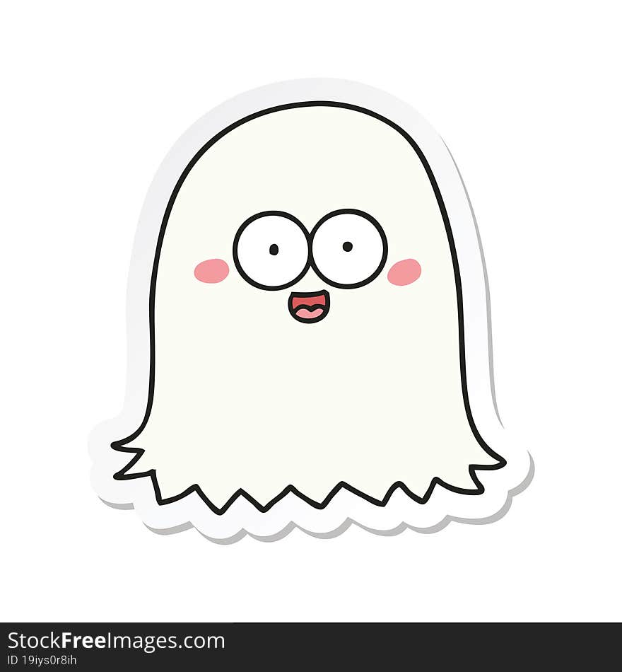 sticker of a cartoon friendly ghost