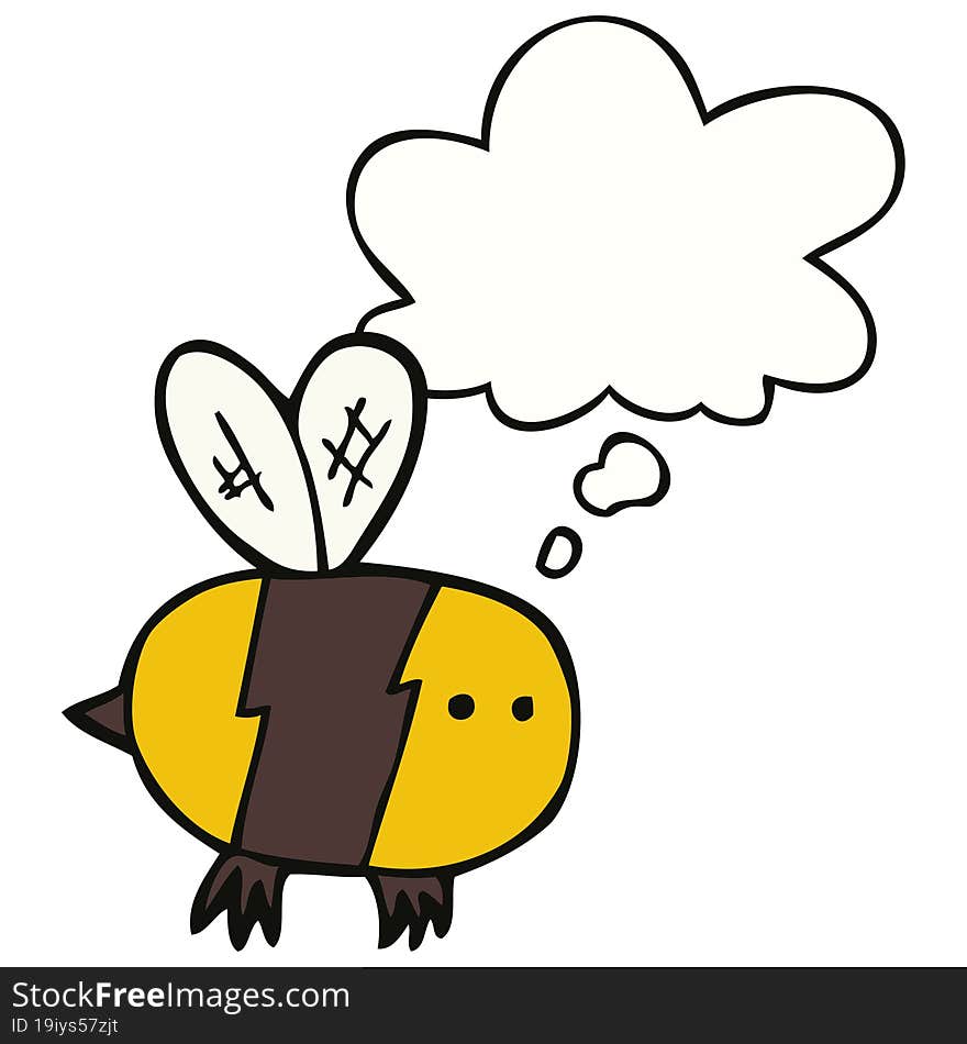 cartoon bee with thought bubble. cartoon bee with thought bubble