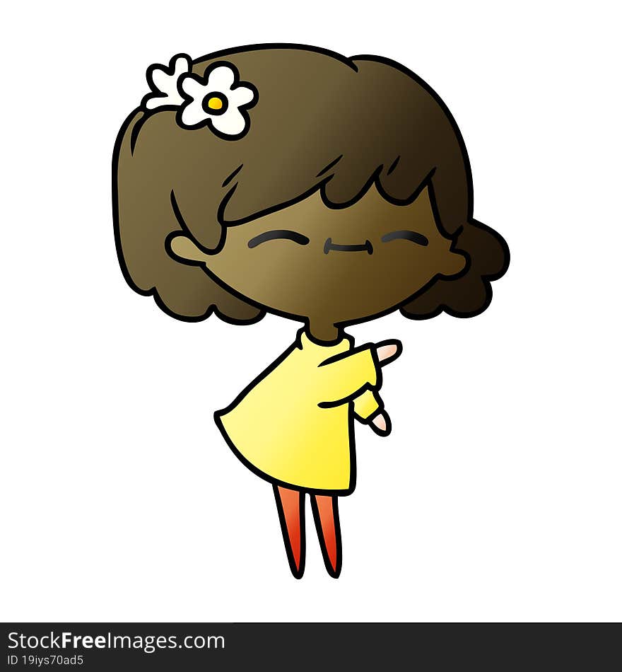 Gradient Cartoon Of Cute Kawaii Girl