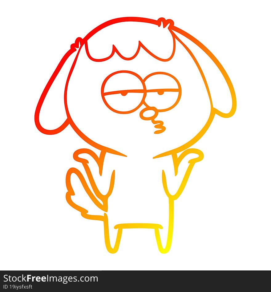 warm gradient line drawing cartoon bored dog