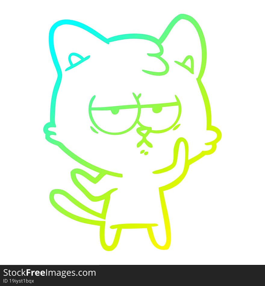 cold gradient line drawing bored cartoon cat