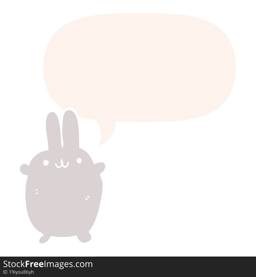 cartoon rabbit with speech bubble in retro style