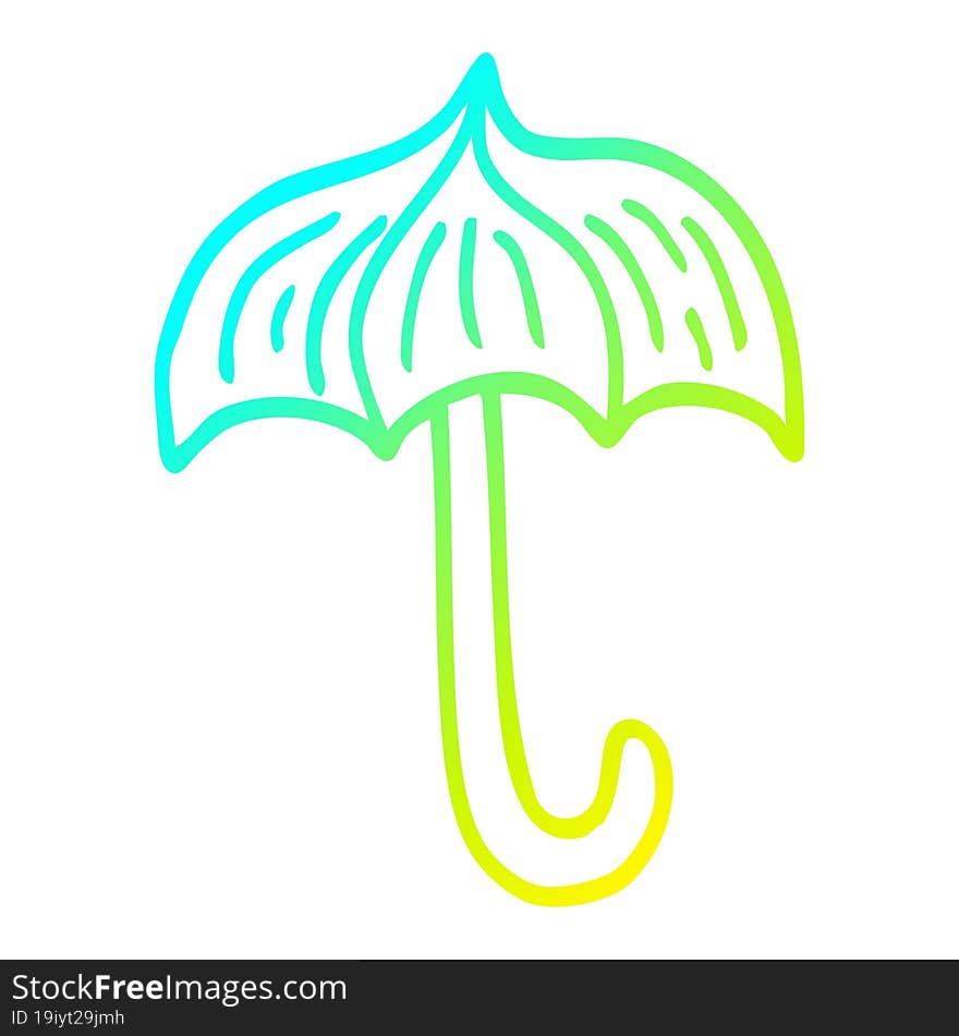 Cold Gradient Line Drawing Cartoon Open Umbrella