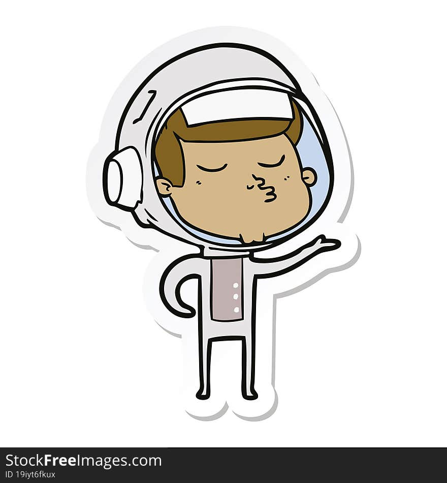 Sticker Of A Cartoon Confident Astronaut