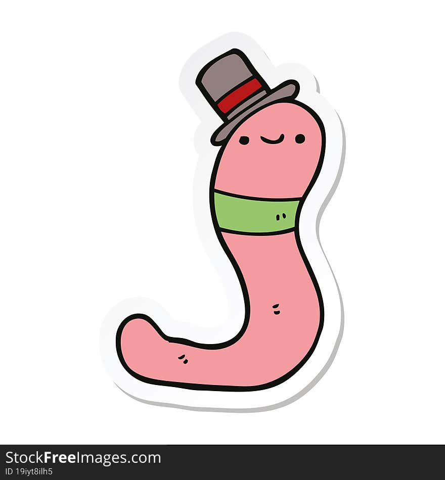 Sticker Of A Cute Cartoon Worm