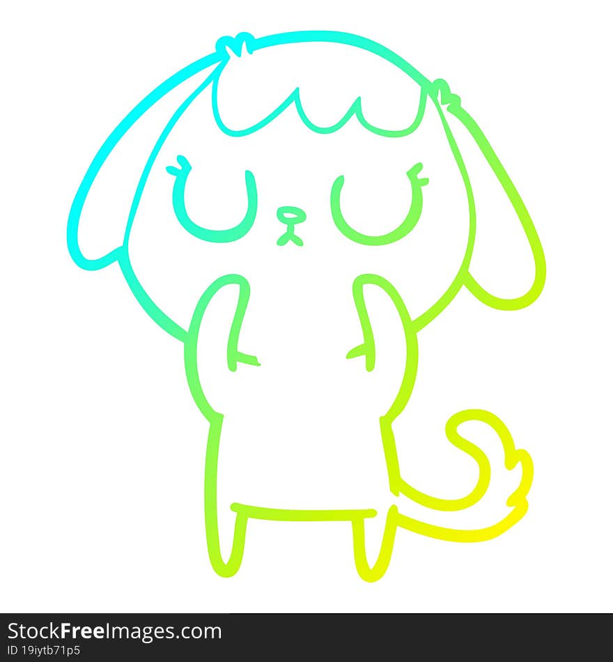 Cold Gradient Line Drawing Cute Cartoon Dog