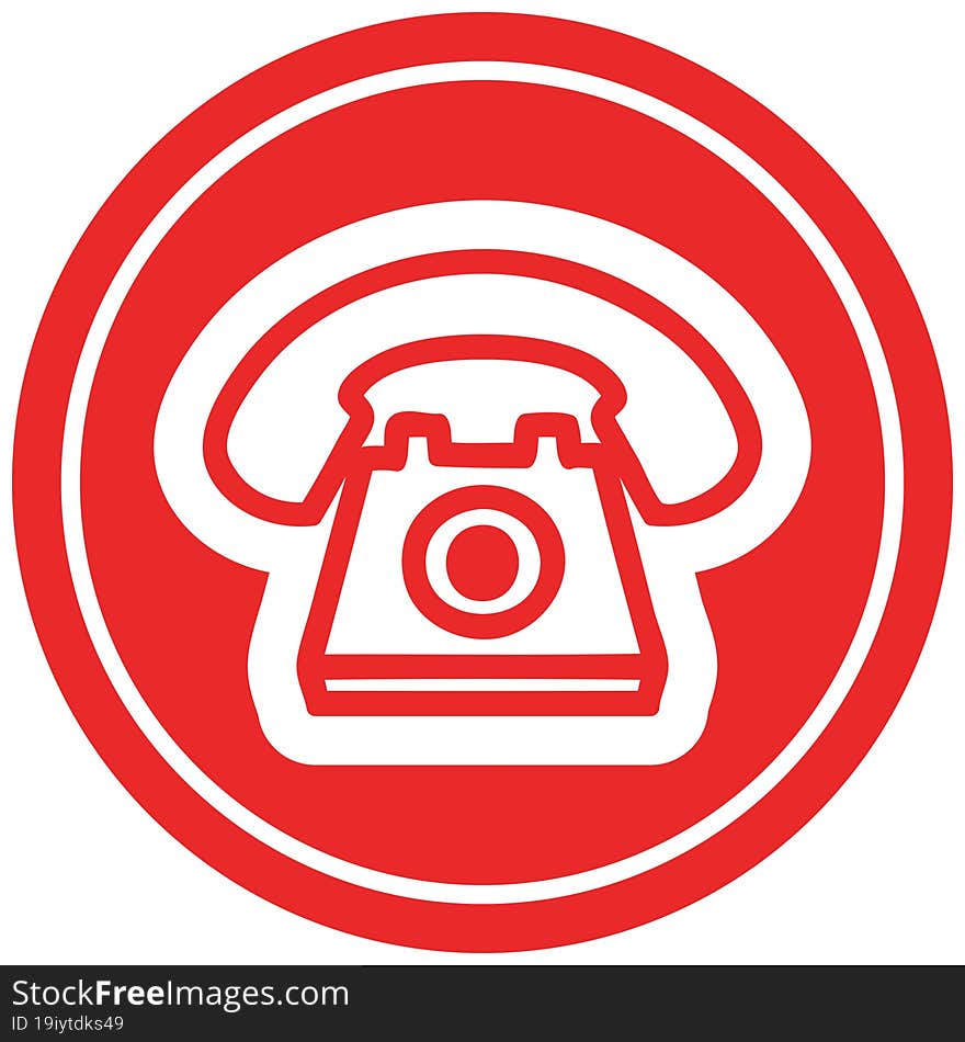 old telephone circular icon symbol