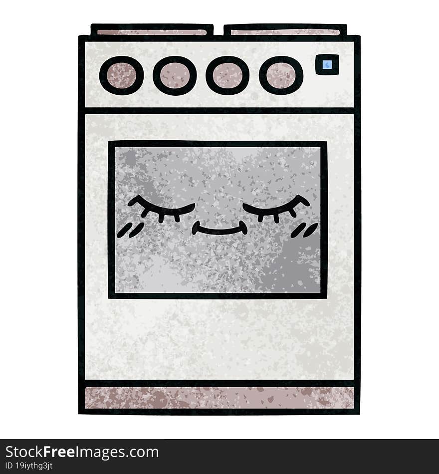 retro grunge texture cartoon kitchen oven