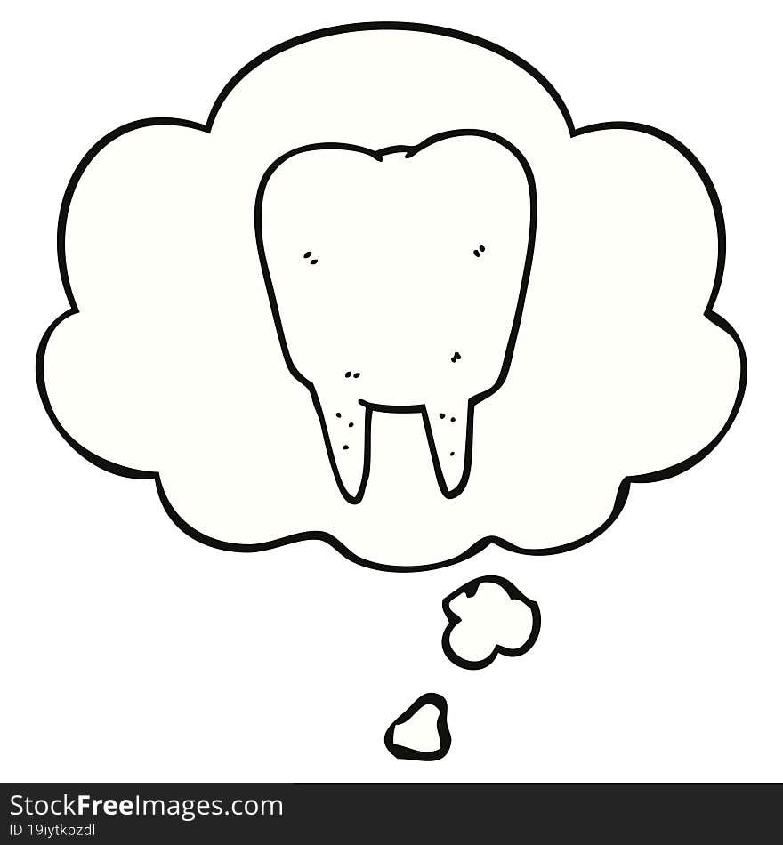 Cartoon Tooth And Thought Bubble