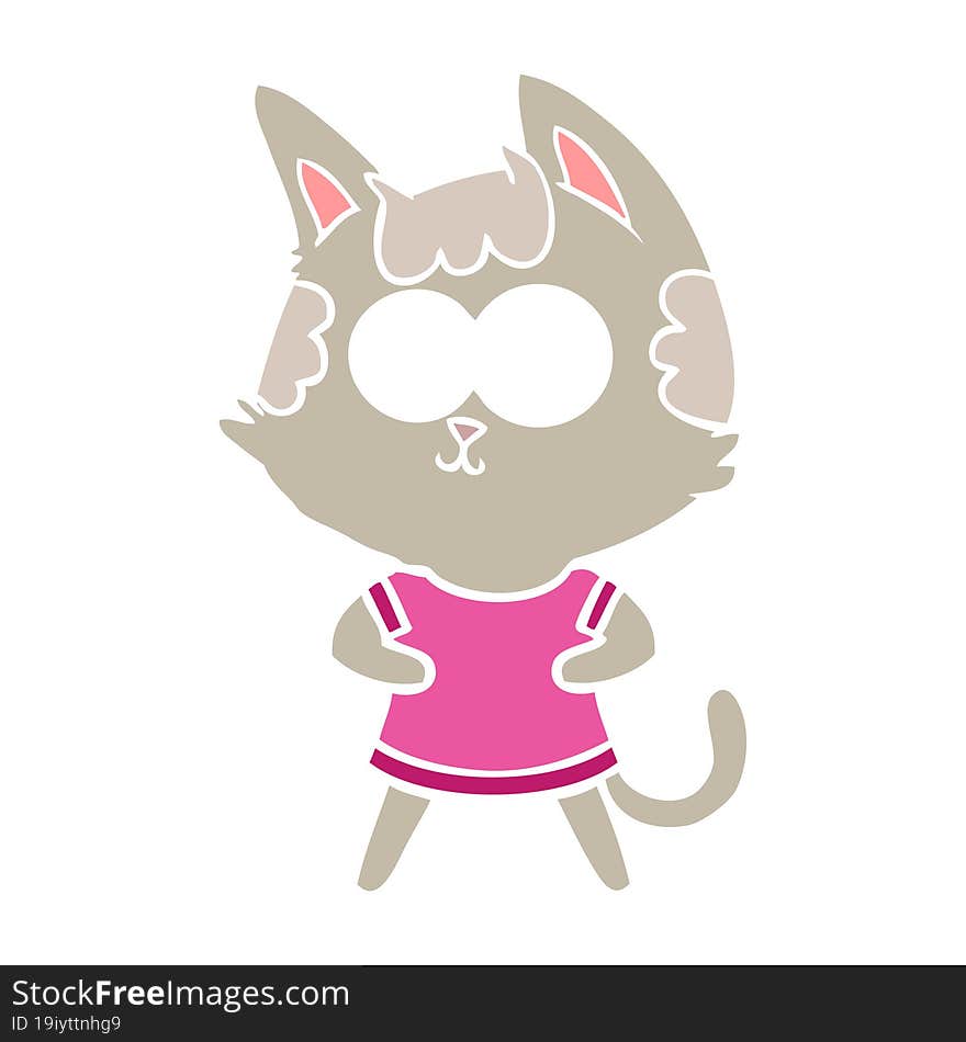 happy flat color style cartoon cat