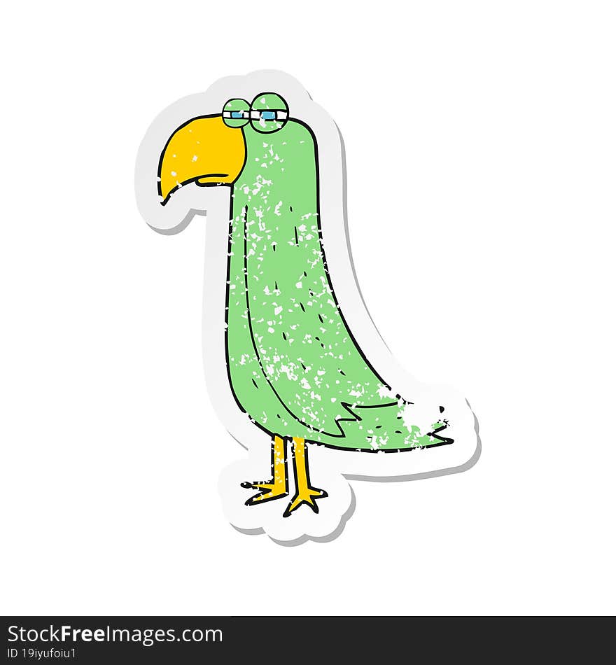 retro distressed sticker of a cartoon parrot