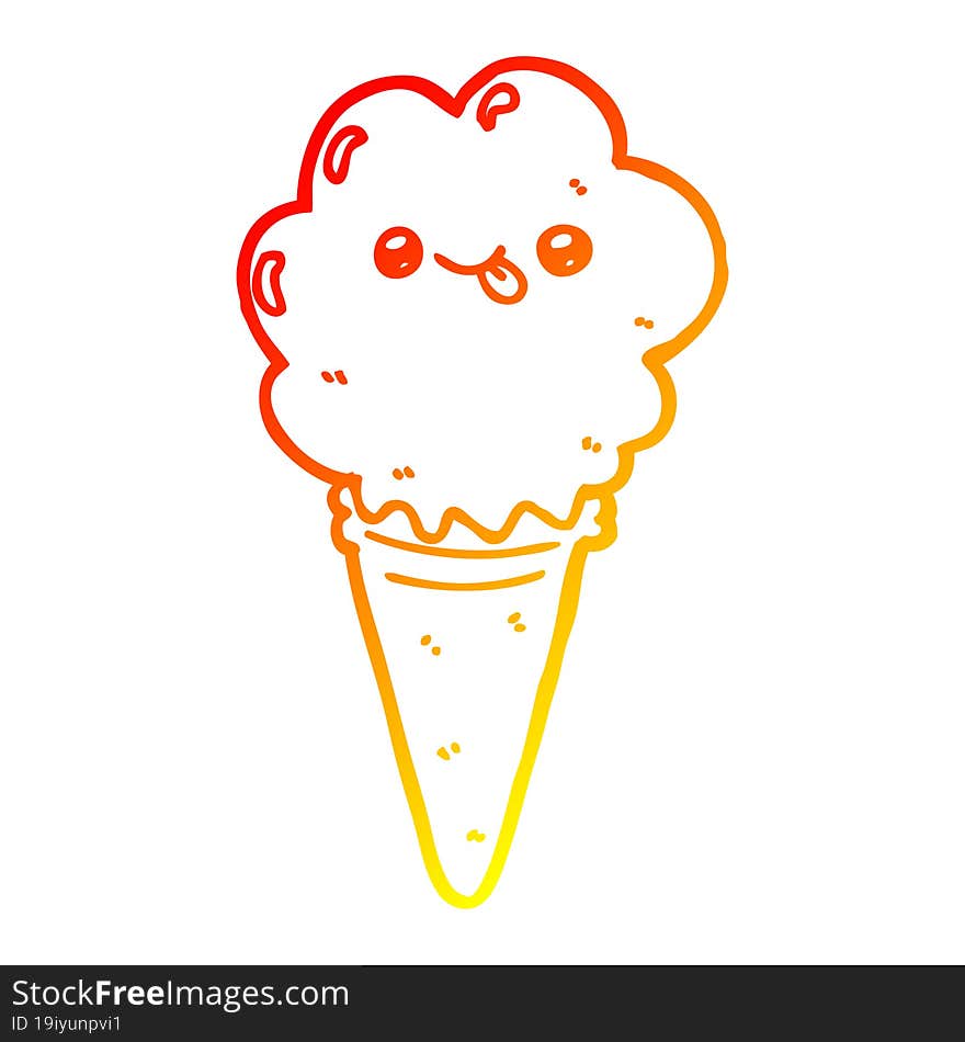 warm gradient line drawing cartoon ice cream