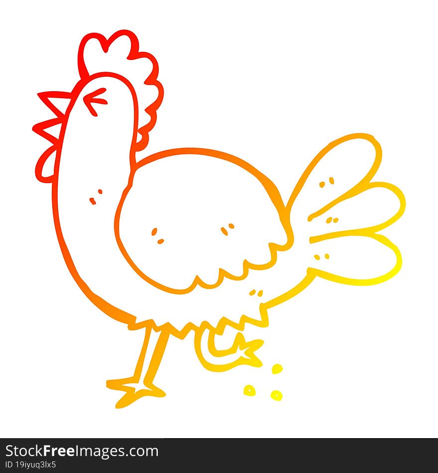 warm gradient line drawing cartoon rooster