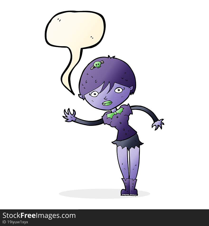 Cartoon Vampire Girl With Speech Bubble