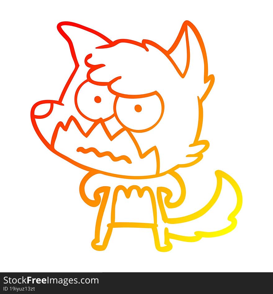 Warm Gradient Line Drawing Cartoon Annoyed Fox