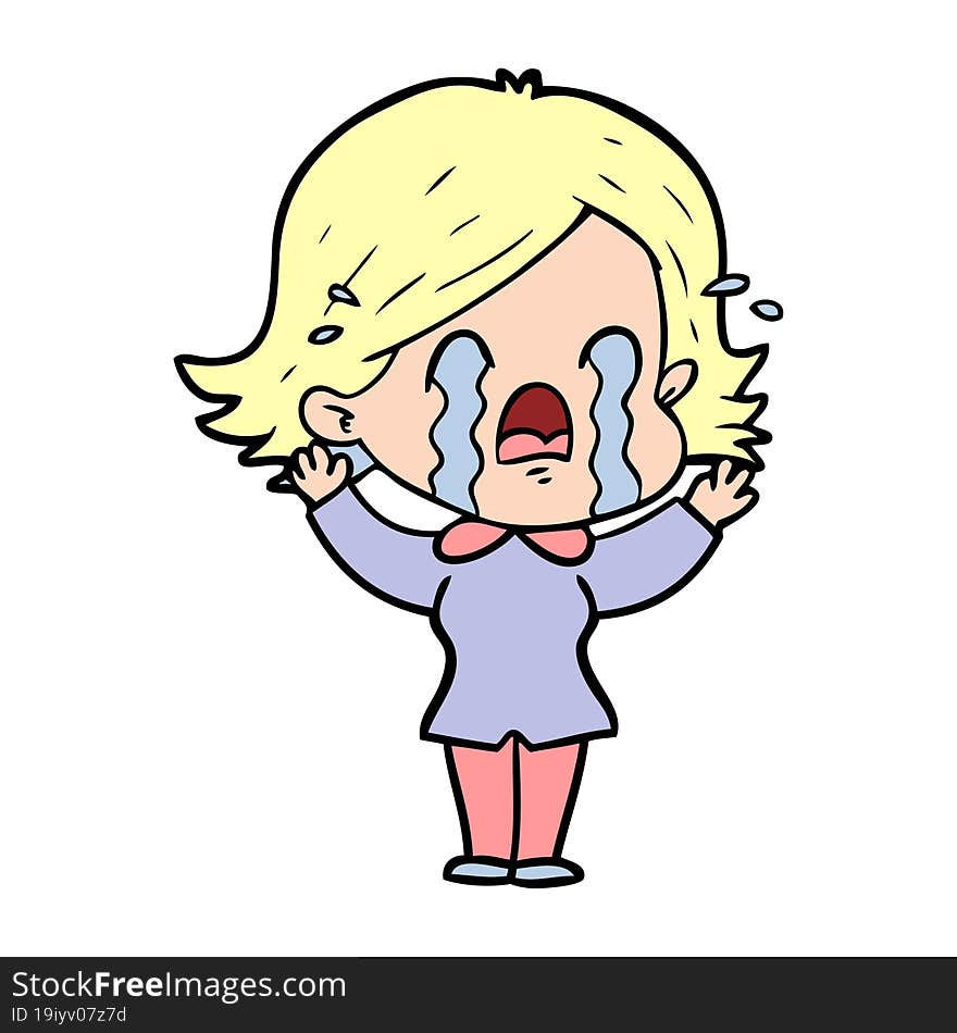 cartoon woman crying. cartoon woman crying