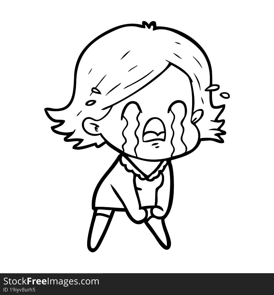 cartoon woman crying. cartoon woman crying