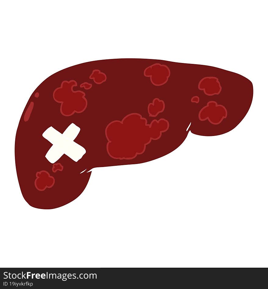 flat color style cartoon unhealthy liver