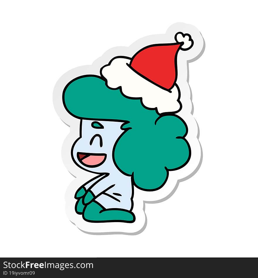 hand drawn christmas sticker cartoon of kawaii ghost