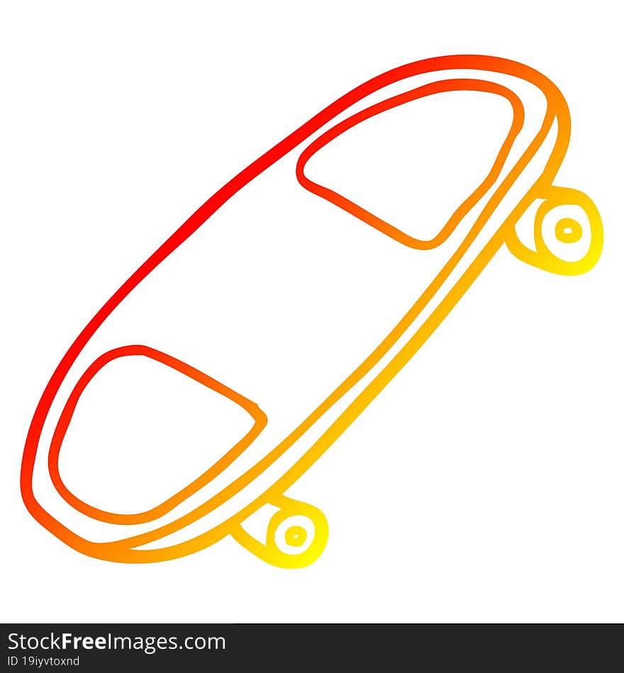 Warm Gradient Line Drawing Cartoon Skate Board