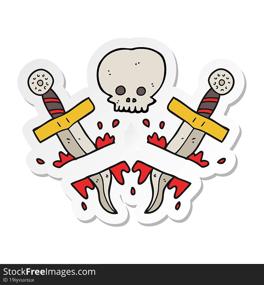 Sticker Of A Cartoon Dagger Tattoo