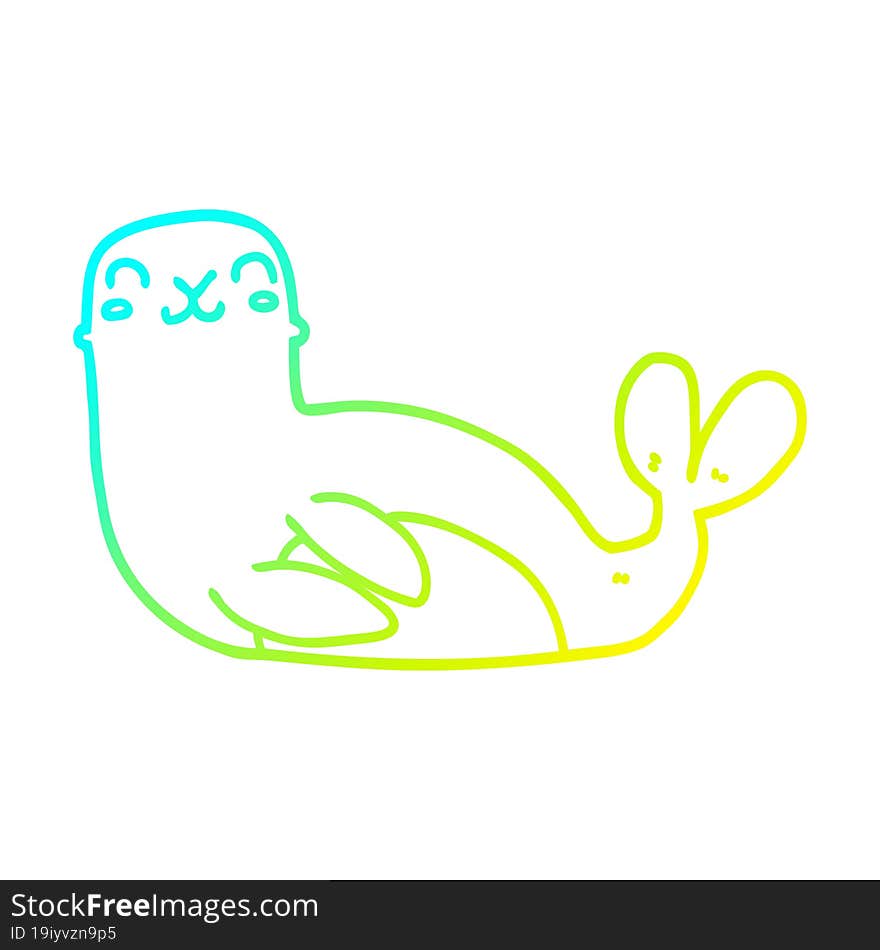 cold gradient line drawing cartoon seal