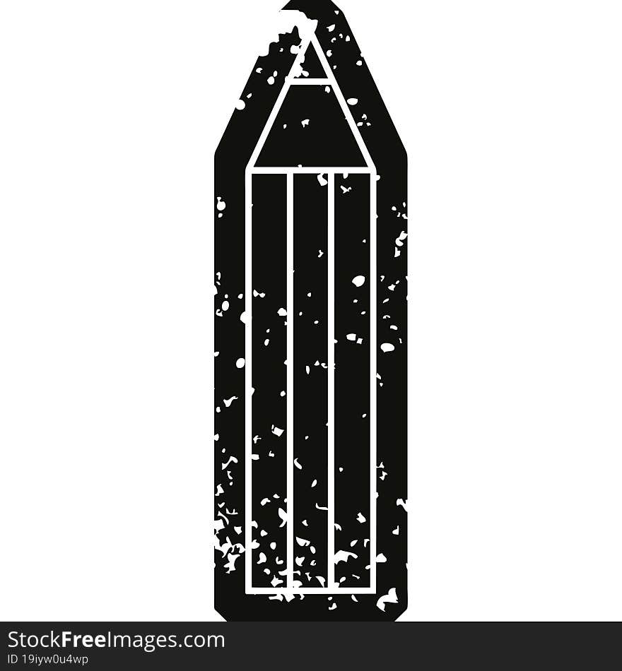 Distressed effect vector icon illustration of a pencil. Distressed effect vector icon illustration of a pencil