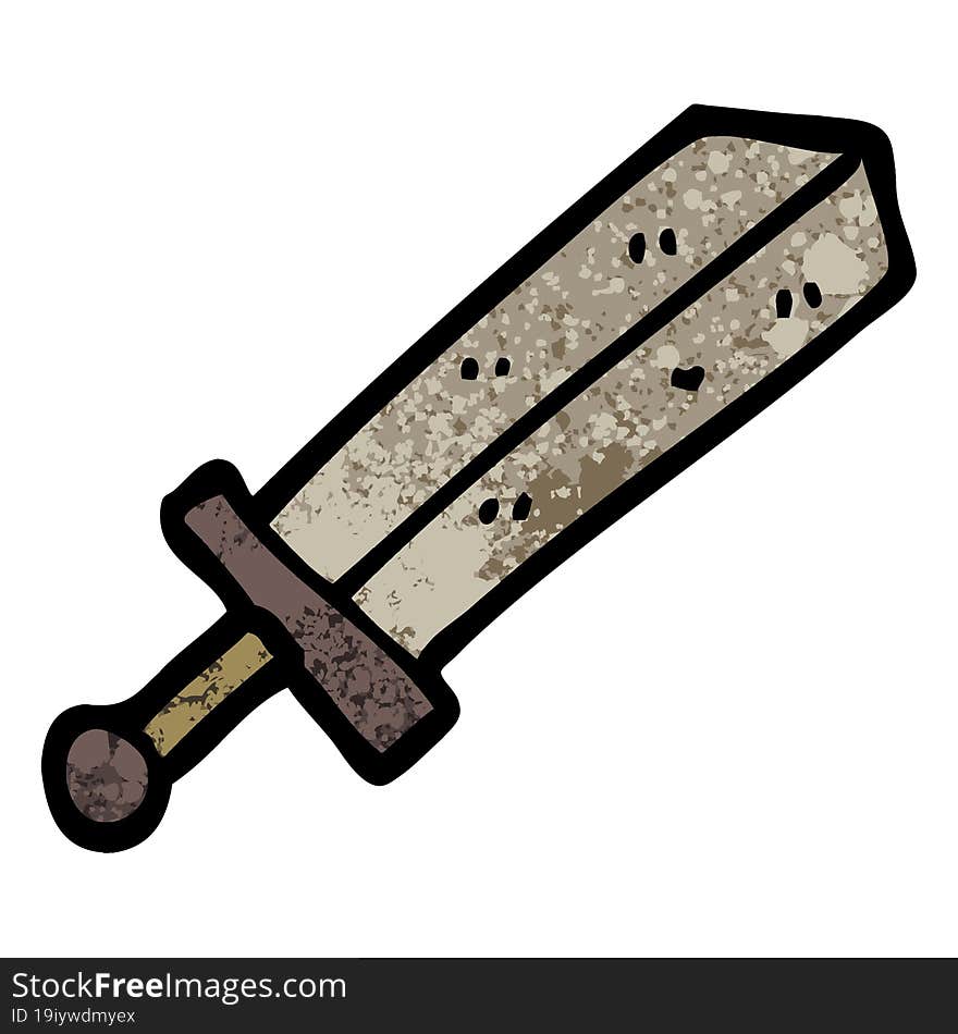 Grunge Textured Illustration Cartoon Sword