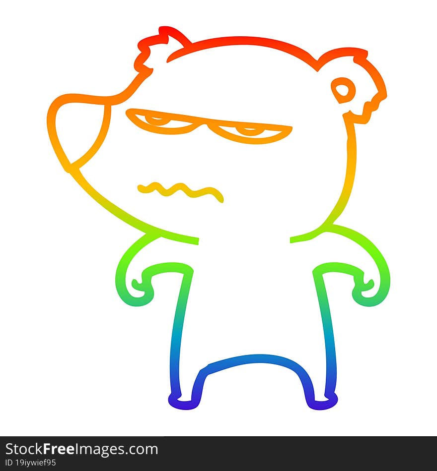 rainbow gradient line drawing annoyed bear cartoon