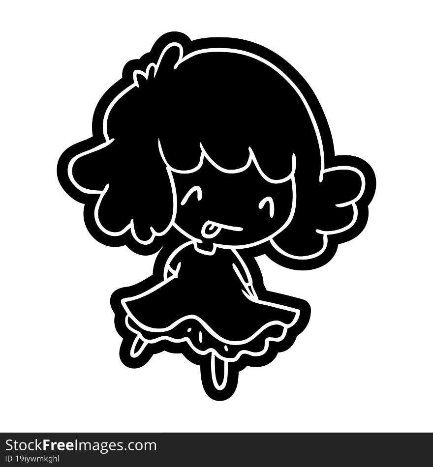 Cartoon Icon Of A Cute Kawaii Girl