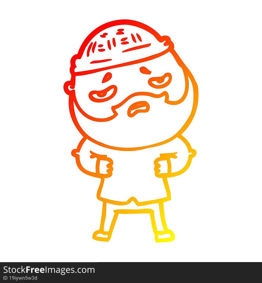 warm gradient line drawing cartoon worried man with beard