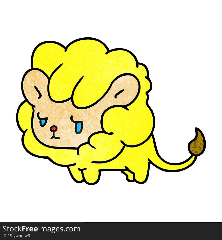 textured cartoon kawaii cute lion cub