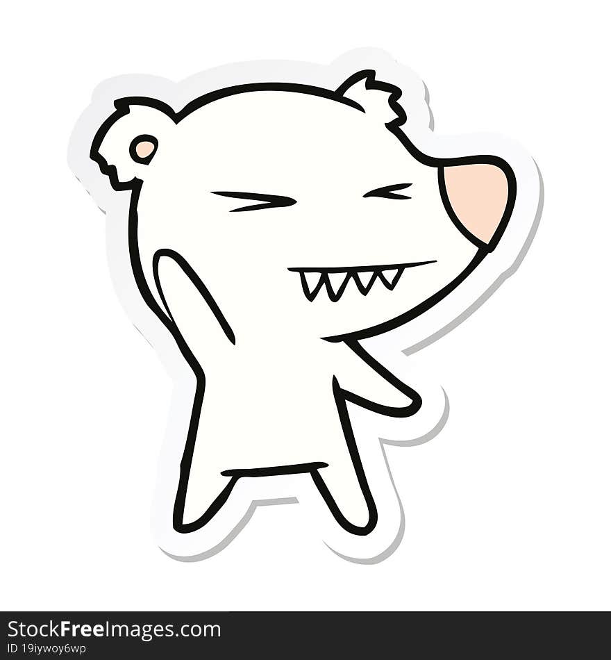 sticker of a angry polar bear cartoon