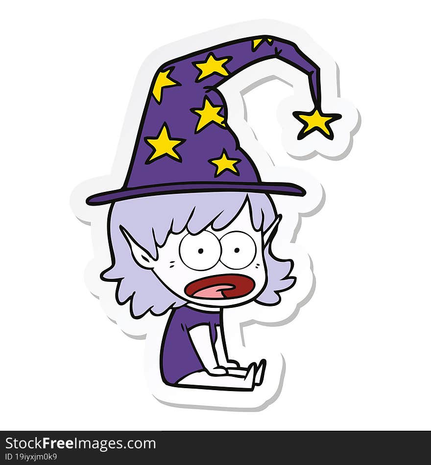 sticker of a funny witch girl cartoon