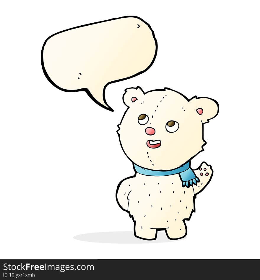 cartoon cute polar bear cub with speech bubble