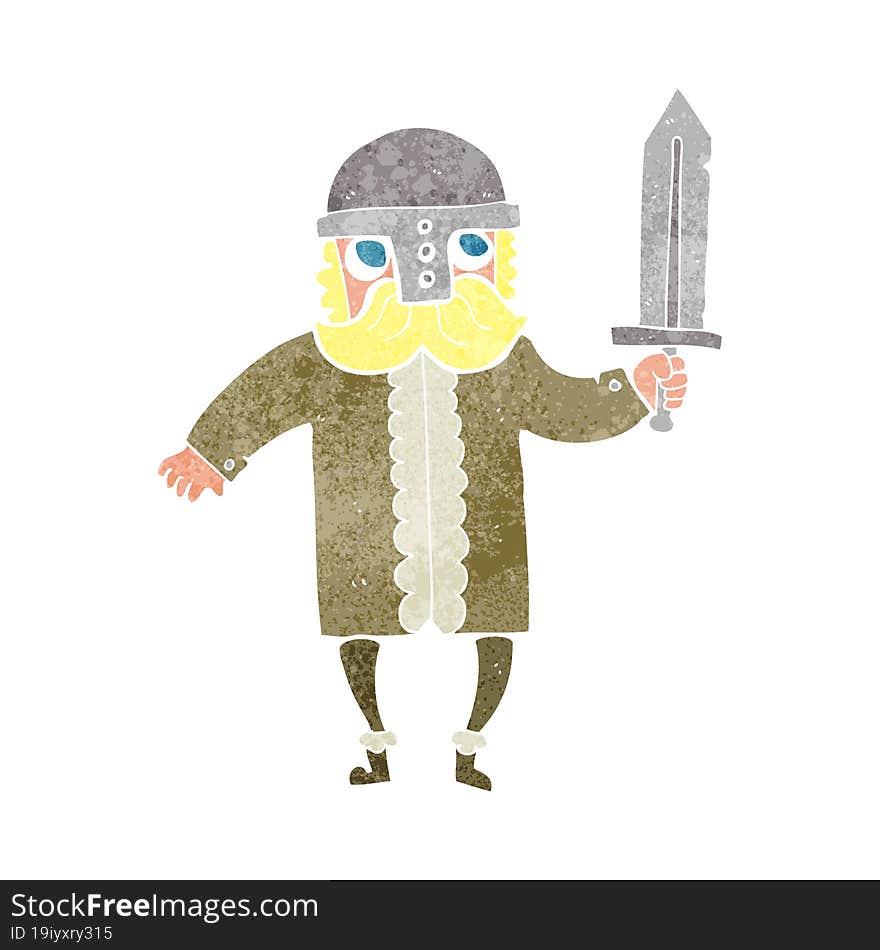 retro cartoon saxon warrior