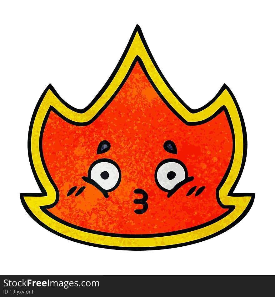 retro grunge texture cartoon of a fire