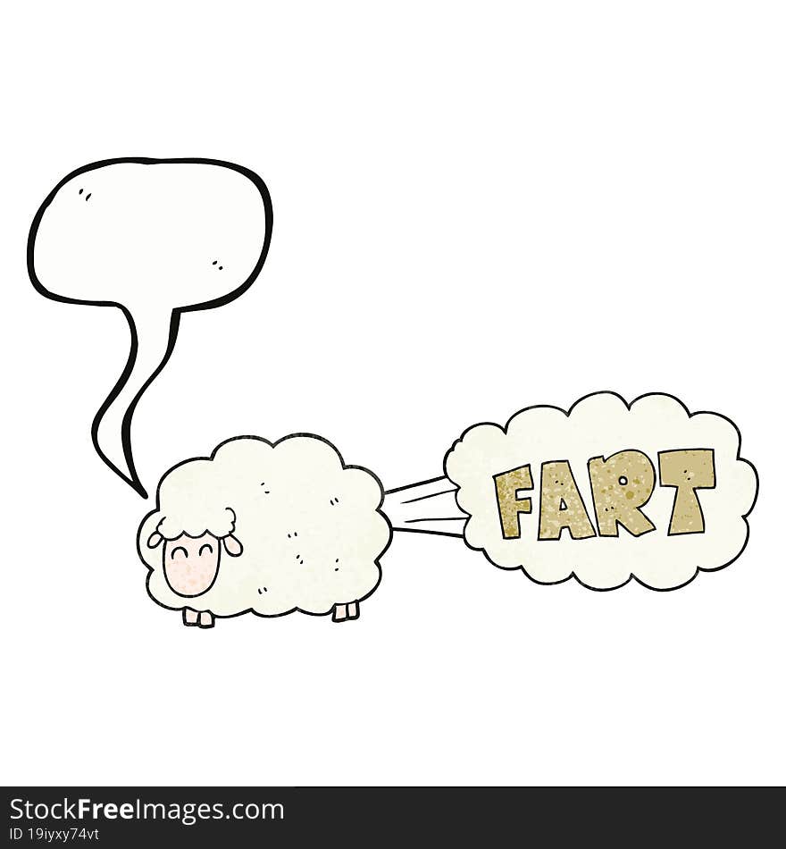 Speech Bubble Textured Cartoon Farting Sheep