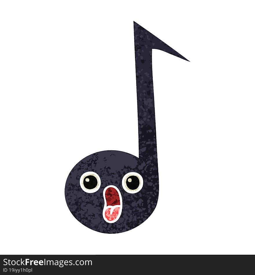 retro illustration style cartoon musical note