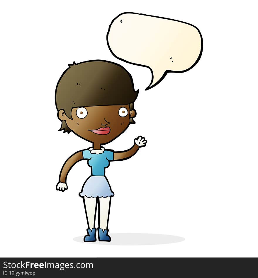 Cartoon Woman With Idea With Speech Bubble