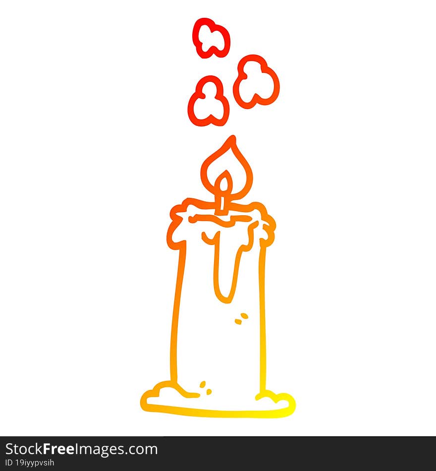 warm gradient line drawing cartoon lit candle