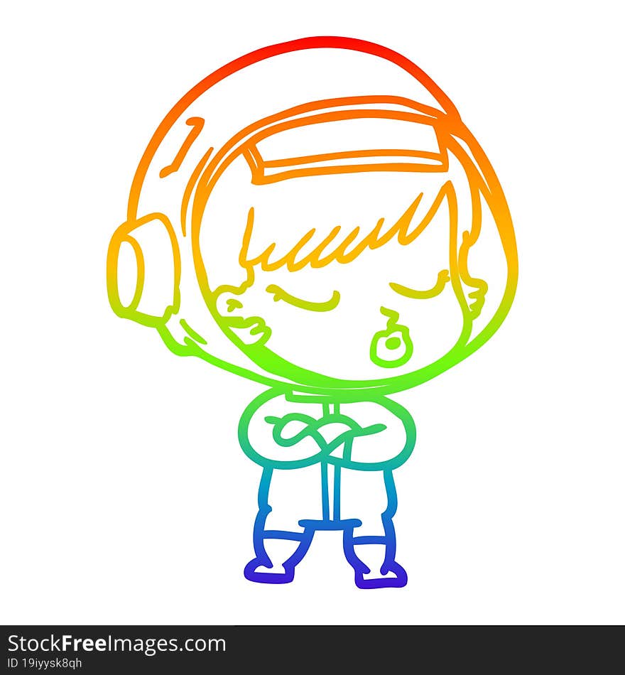 rainbow gradient line drawing cartoon pretty astronaut girl