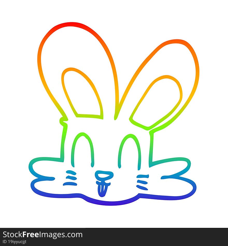 rainbow gradient line drawing cartoon cute bunny