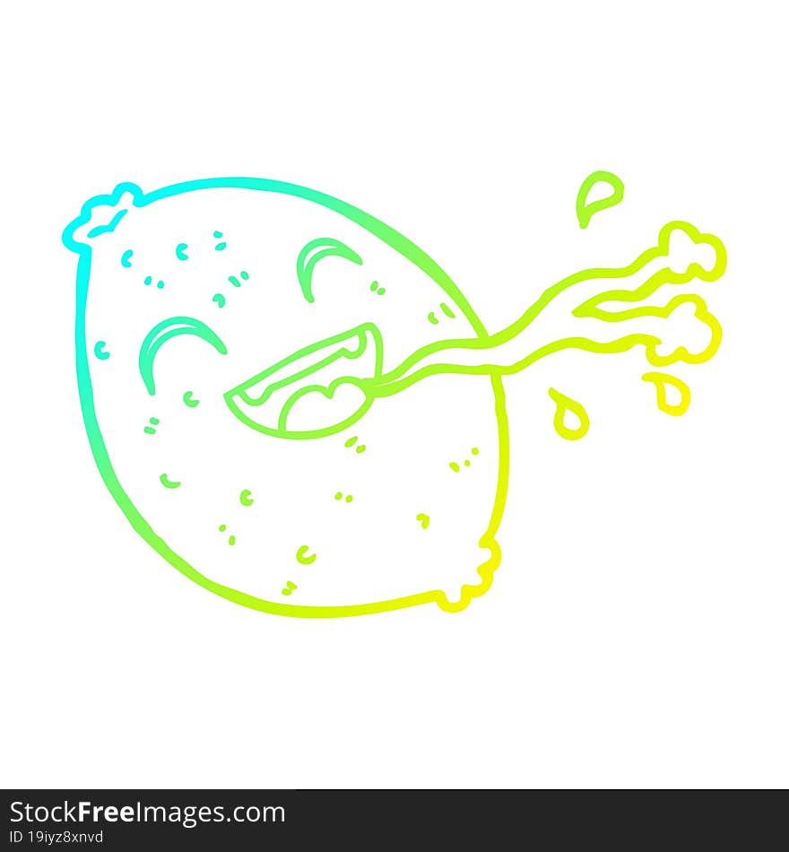 cold gradient line drawing cartoon squirting lemon